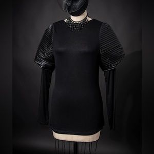 Heavy Red Mistress of Mayhem Goth Shirt, Faux Leather Sleeves